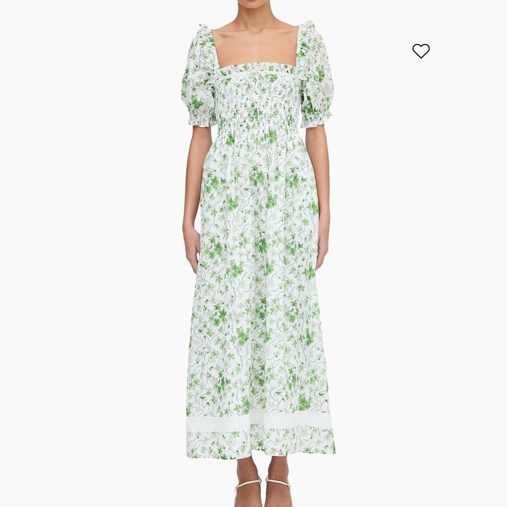 Hill House Home, The Scarlett Nap Dress, Green Sweet Peas, Size Small